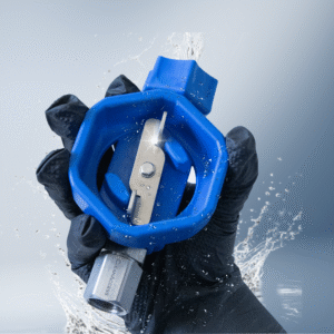 Ball valve in rubber cover for open plant cleaning